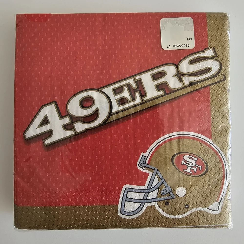 NFL San Francisco 49ers 2-Ply Paper Napkins | 1 Pkg | 36 Ct./Pkg | Red Gold